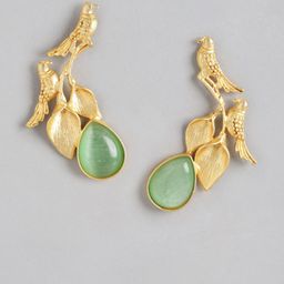 Anouk Gold-Plated Artificial Stone Studded Teardrop Shaped Drop Earrings image 2