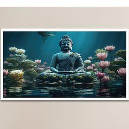 DEKORSTATION Blue & Green Buddha Canvas Wall Painting-image-80