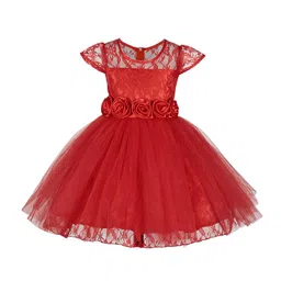 Wish little Girls Self Design Cape Sleeve A-Line Dress-38
