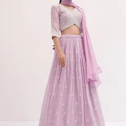 JIHU CULTURE Embroidered Semi-Stitched Lehenga & Unstitched Blouse With Dupatta-image-69