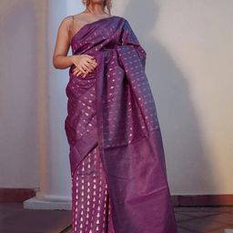 CANBIA Woven Design Zari Silk Blend Banarasi Saree-image-24