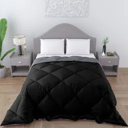 CHICERY Black & Grey Cotton Geometric AC Room 200 GSM Double Bed Comforter-image-88