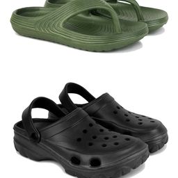 PENNEN Pack Of 2 Self-Designed Clogs & Thong Flip-Flops-14