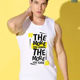 WOOSTRO Pack Of 2 Printed Combed Cotton Gym Vests VWS26(MORE WHITE)(PLAIN LGTGREEN)-image-24