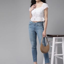 BAESD Women Self Design Schiffli Sweetheart Neck Top-picture-44