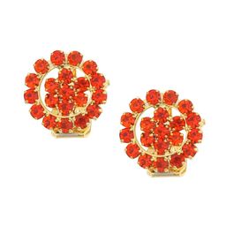 FirstBlush Gold Plated Cubic Zirconia Studded Floral Shaped Studs-18