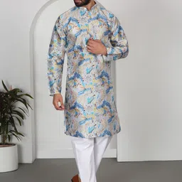 KRAFT INDIA Men Floral Printed Kurta with Pyjama-picture-52