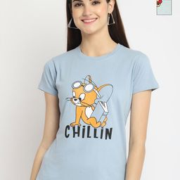 Tromko Women Pack of 2 Tom & Jerry Graphic Printed Round Neck Cotton Regular Fit T-shirts-picture-33