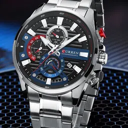Curren Men & Stainless Steel Straps Digital Watch CR-8415-Silver Black-picture-18