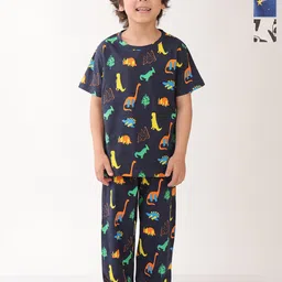 Anthrilo Boys Pack of 3 Printed Solar Dream Panda And Dinosaur Fun Navy Night suit-image-15