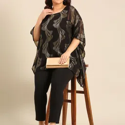 The Pink Moon Women Abstract Printed Round Neck Plus Size Top-18