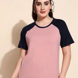 Adyavastram Women Colourblocked Round Neck Cotton T-shirt-picture-2
