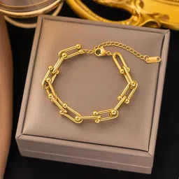 GOLDIWALA Stainless Steel Gold-Plated Stackable Horseshoe Link Bracelet-picture-40