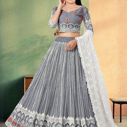 F Plus Fashion Net Semi-Stitched Lehenga Choli-image-57