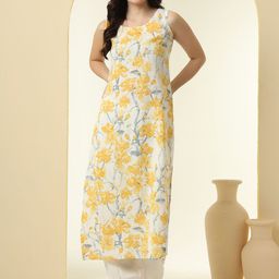 KALINI Floral Printed Round Neck Straight Kurta-picture-5