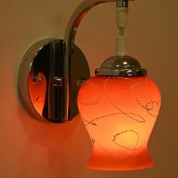 SOMIL Orange & White Printed Glass Cylinder Shaped Wall Lamp-24