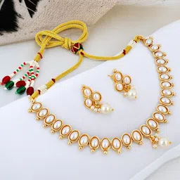 LUCKY JEWELLERY Gold-Plated Pearls Beaded Jewellery Set-picture-6