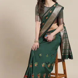 DIVASTRI Floral Zari Silk Cotton Saree-image-71