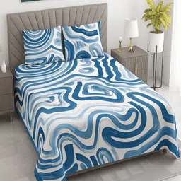Threadwear Cotton Indulgence White Abstract Cotton 400 TC King Bedsheet Set-2.75mx2.75m-picture-14