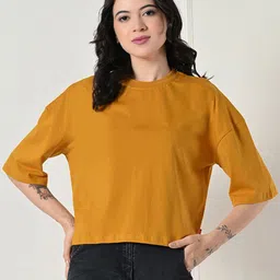 OWL MINK Drop-Shoulder Sleeves Pure Cotton Oversized T-shirt-image-7