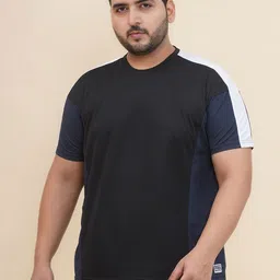 John Pride Men Colourblocked Round Neck Plus Size T-shirt-6