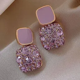 BEYTER Sterling Silver Artificial Stone Studded Square Shaped Studs-11