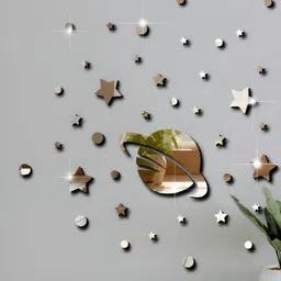 VAH Kya Bat Hai !! Grey Star With Planet Design Wall Stickers-image-31