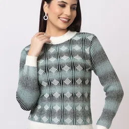 GFO Women Self Design Woollen Pullover-6