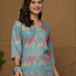 Anouk Rustic Printed V-Neck Kurti-image-87