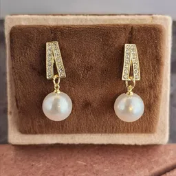Zhouse Gold-Plated Crystals Studded Triangular Drop Earrings-image-44
