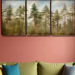 Aura Green And Blue 3 Pieces Tree Floral & Botanical Printed Wooden Wall Art-29