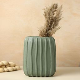 HABERE INDIA Green Textured Ceramic Flower Vases-image-87