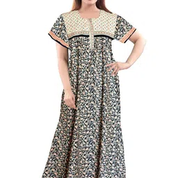 AAKARSHANA CREATION Women Cream Maxi Nightdress-picture-11