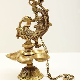 Exotic India Brass Temple Hanging Mayura Lamp Diyas-image-73