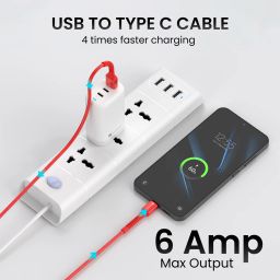 Red Portronics Konnect X - 6A USB to Type C charging cable image 5