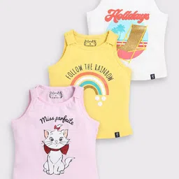 Ginie Girls Pack Of 3 Printed Round Neck Cotton Top-18