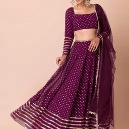 DIVASTRI Embellished Sequinned Semi-Stitched Lehenga & Unstitched Blouse With Dupatta image 3