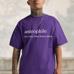 Cool Plus Men Astrophile Typography Printed Round Neck Cotton Oversized T-shirt-picture-5