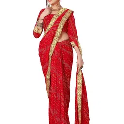KANOODA Bandhani Printed Pure Georgette Saree-picture-18
