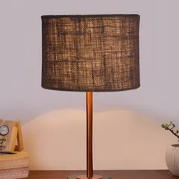 Aura Grey Textured Metal Contemporary Cylindrical Shaped Table Lamp-image-101