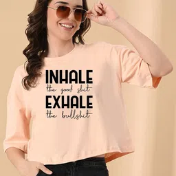 OWL MINK Women Typography Printed Round Neck Pure Cotton Relaxed Fit T-shirt-image-63