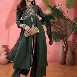 Sangria Embroidered Anarkali Kurta Set With Dupatta-14