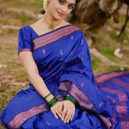 VILLE FASHION Woven Design Zari Art Silk Kanjeevaram Saree-picture-32