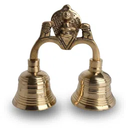 POSHIFY Brass Pooja Bell With 2 Attached Bells Set-image-44