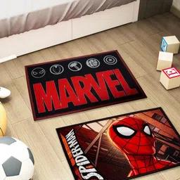 Athom Living 2-Pcs Red & Black Marvel Printed Anti-SkidDoormat-10