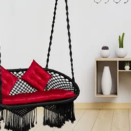 Swingzy Black & Red Square-Shaped Hammock Swing With Cushion-19