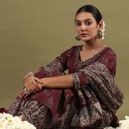 Indo Era Floral Printed Pure Cotton Straight Kurta With Salwar & Dupatta-58