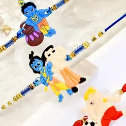 MEIRA JEWELLERY Set Of 3 Thread Rakhis With Roli Chawal-42