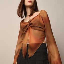 ONLY Sweetheart Neck Flared Sleeve Bohemian Chiffon Blouson Crop Top-image-40