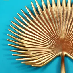 Exotic India Gold-Toned Elephant Palm Leaf Design Brass Platter Showpiece-7